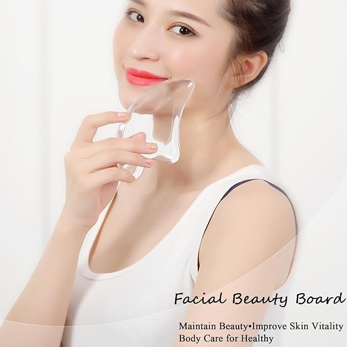 Gua Sha Facial Tools Transparent Natural Resin Face Massage Tool for Body Gua Sha Lymphatic Drainage Massager Fascia Blaster Cellulite Remove Skin Care, Relieve Muscle Tension and Jawline Sculpting-BrightBean Baby