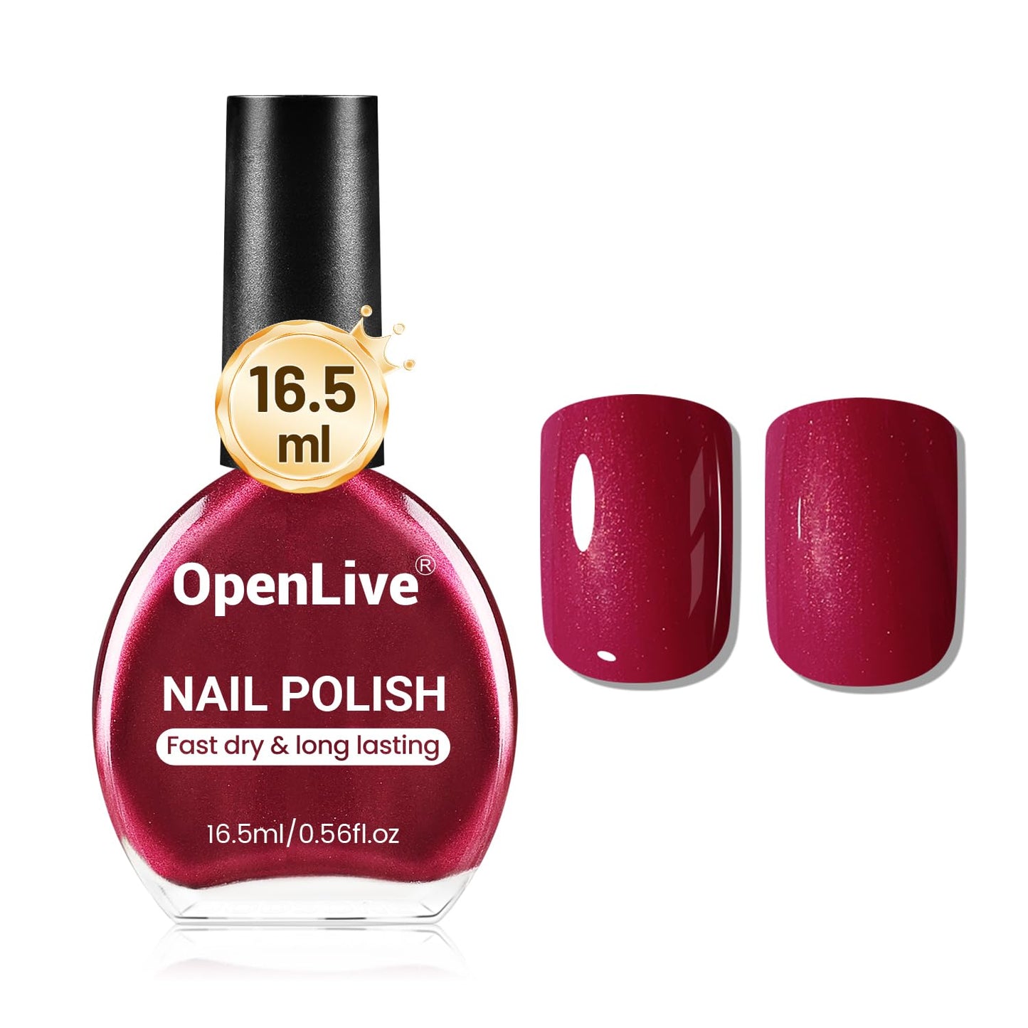 16.5ml Red Glitter Nail Polish Large Volume Quick Dry Nail Polish, Long Lasting Shine, Fingernail Toenail Nail Art DIY Home Travel Nail Art Gift-BrightBean Baby