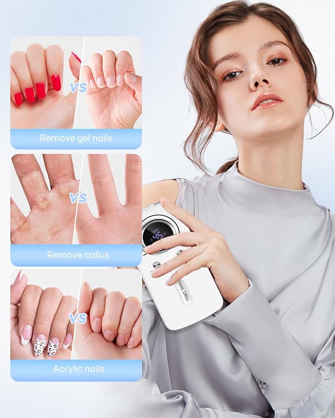 CozyZen Cordless Nail Drill Professional: 45000 RPM Rechargeable Electric Nail File Kit, Portable & Low Noise for Acrylic, Gel Nails, Manicure & Pedicure - Salon & Home Use-BrightBean Baby