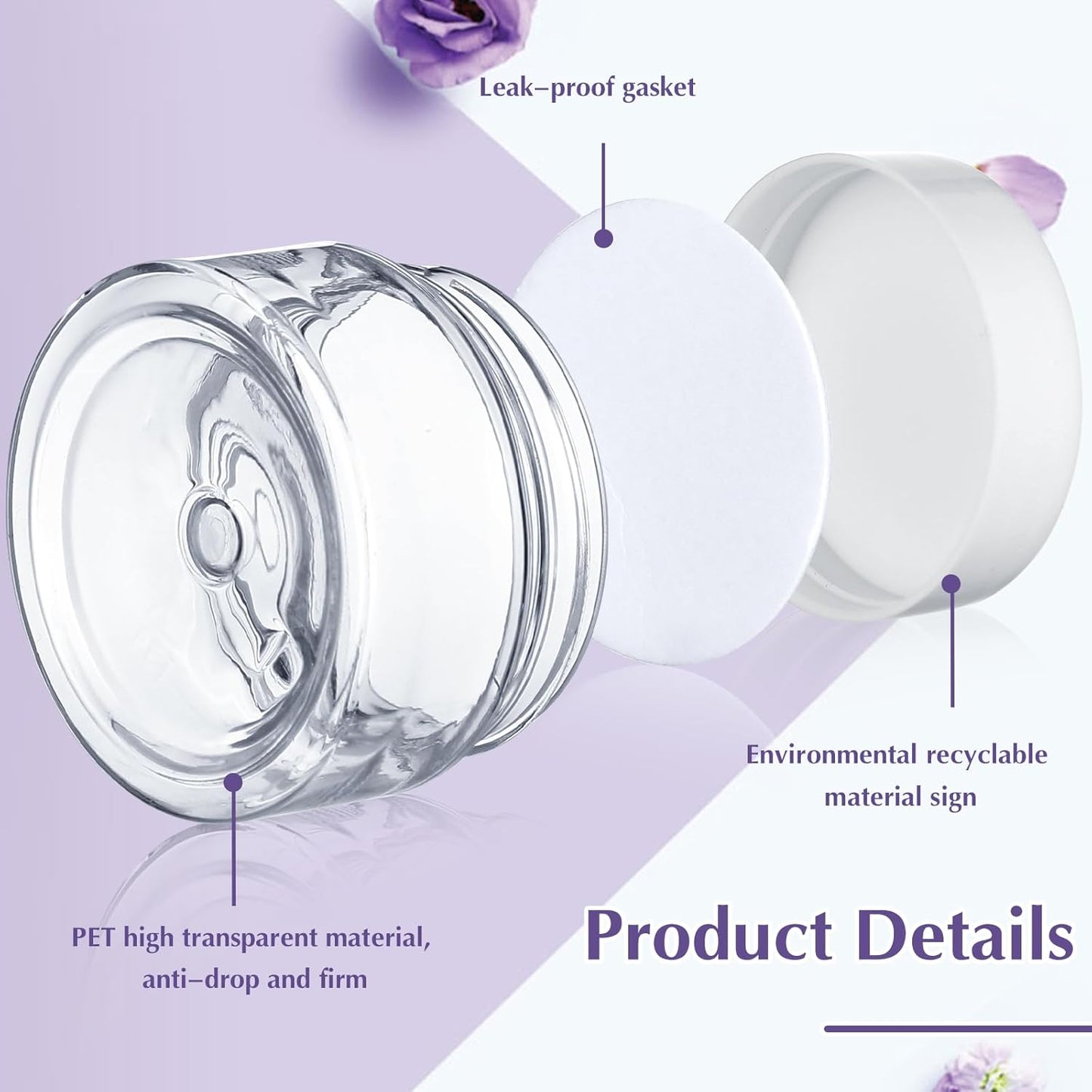 SATINIOR 100 Pcs Plastic Jars with Lids Small Containers Lids Wide Mouth Small Plastic Containers for Lotion Cream Rhinestones Body Butters Travel Storage(1 oz,White)-BrightBean Baby