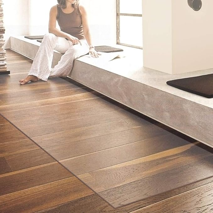 NECAUX Custom 40 x 115 Inch Frosted Table Cover Protector, 1.5mm Thick Wood Grain Transparent Table Pad Non-Slip Tablecloth Plastic Protective Pad for Dining Room Table Conference Table Meeting Table