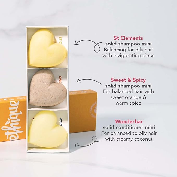 Ethique Discovery Pack for Oily Hair - Shampoo & Conditioner - Plastic-Free, Vegan, Cruelty-Free, Eco-Friendly, 3 Travel Bars, 1.59 oz (Pack of 1)-BrightBean Baby