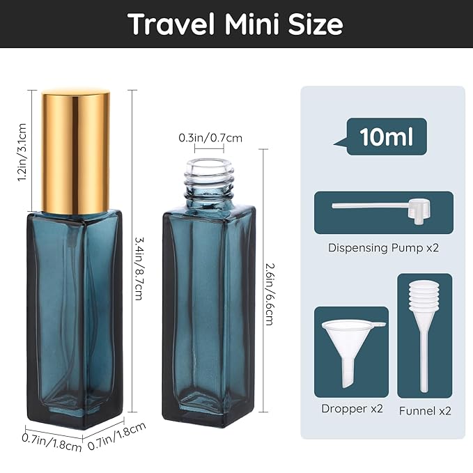 Segbeauty Atomizer Sprayer for Perfume, 10 Packs Glass Perfume Bottles Empty, 10ML Travel Refillable Perfume Bottle Portable Sprayer Atomizer Travel Accessory Toiletries Cosmetic Dispenser Bottle-BrightBean Baby
