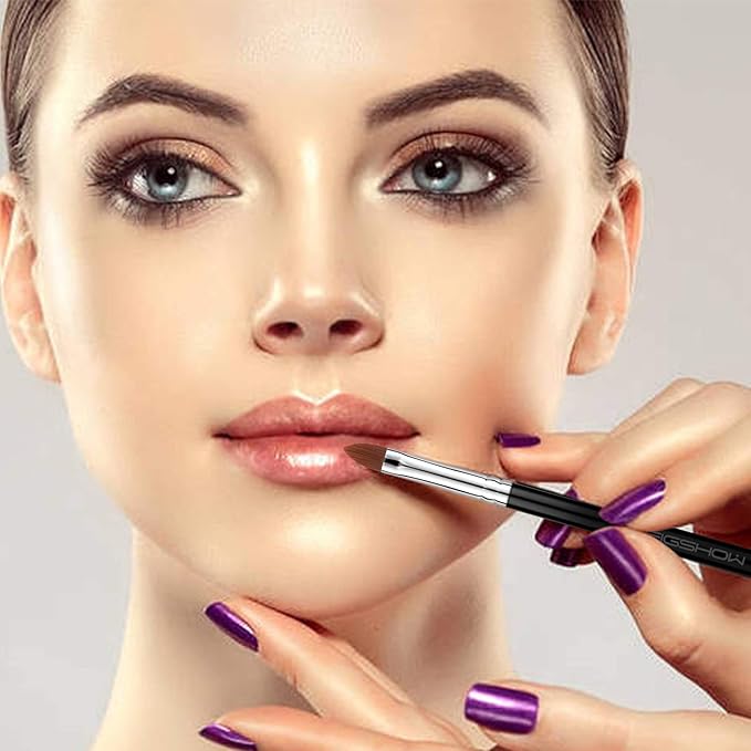 Lip Brush Professional Make Up Brush Travel Lipstick Gloss Wands Applicator Cosmetic Tool Kits, Cruelty-Free & Vegan, Precise Application (L304)-BrightBean Baby