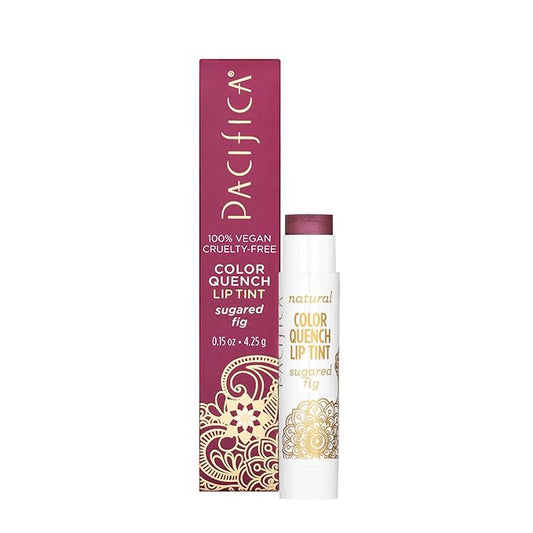 Pacifica Beauty Color Quench Tinted Lip Balm, Sugared Fig, Makeup, Sheer Lip Color, Coconut Oil, Cocoa Butter, Vitamin E, Moisturizing, Hydrating, Lip Tint, Lip Care, Vegan, 0.15 oz (1 Count)-BrightBean Baby