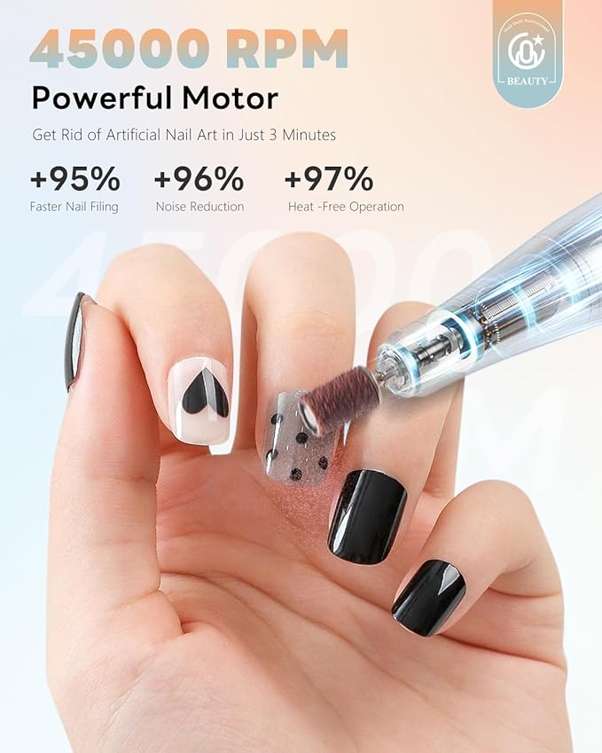 CozyZen Cordless Nail Drill Professional: 45000 RPM Rechargeable Electric Nail File Kit, Portable & Low Noise for Acrylic, Gel Nails, Manicure & Pedicure - Salon & Home Use-BrightBean Baby