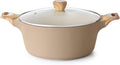 SENSARTE Ceramic Nonstick Stock Pot with Lid, 2.6/4.5/6.6/8.5 QT Soup Pot Casserole Pot, Non-toxic Healthy Pasta Pot, Large Cooking Pot Stew Pot, Induction Compatible, PFOA PFAS PTFE Free, Taupe