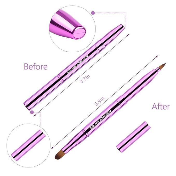 Cosmetic Brushes Lip Eye Double Sided Makeup Brush with Cap for Travel Retractable Lip Brush Eyebrow Brush Concealer Brush For Lipstick Portable Purple-BrightBean Baby