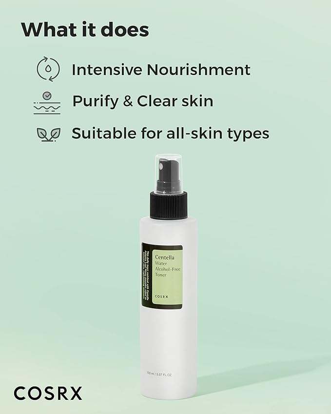 COSRX Alcohol-Free Cica Toner, 150ml / 5.07 fl.oz | Spray-type Korean Toner with Centella Asiatica for Hydrating & Soothing Redness | Korean Skin Care, Not Tested on Animals, Paraben Free-BrightBean Baby
