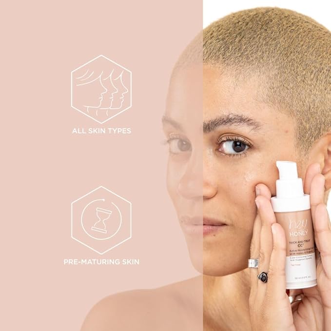 Hey Honey Trick and Treat CC Cream SPF 46 | Active Moisturizing Color Correcting Cream with Honey & Propolis | Best Cover For Rosacea, Skin Redness & Mature Skin | Cruelty-Free | 1 oz (Deep)-BrightBean Baby