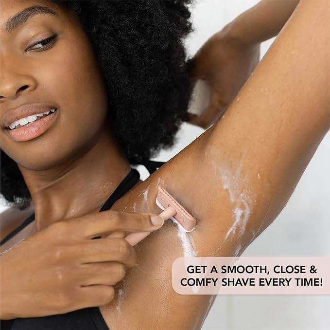 Kitsch Double Edge Safety Razors for Women and Men, Long Metal Handle and Stainless Steel Single Blade Razor with 5 Double Edge Refills, for Shaving and Travel Essentials - Terracotta-BrightBean Baby