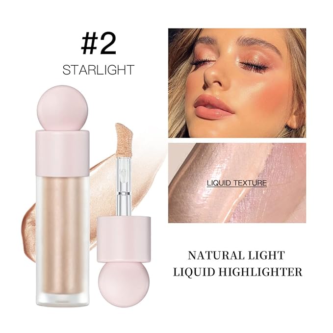 Liquid Highlighter Natural Glow For Face & Body, Waterproof Moisturizing Light Liquid Luminizer For Long Lasting Shimmer, Contour Highlighter Stick Easy to Apply with Cushion Applicator-BrightBean Baby