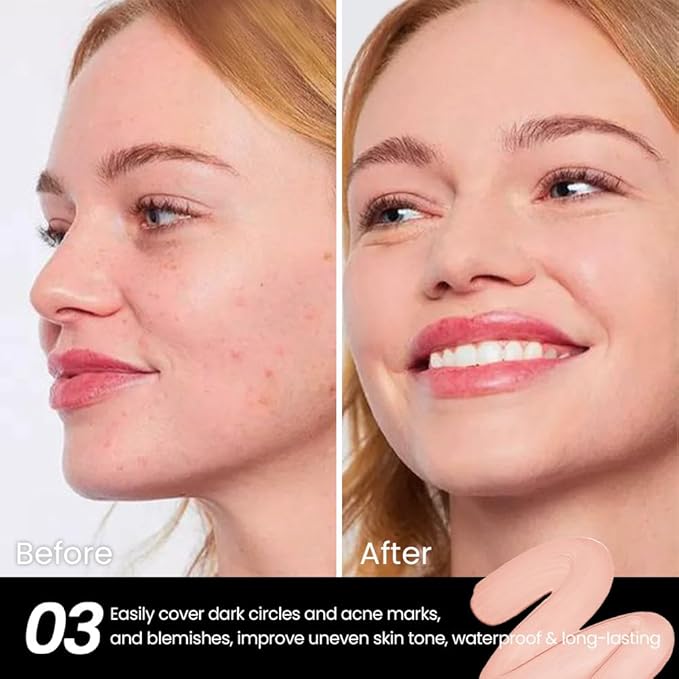 1 Pack Liquid Foundation Cream for Face Makeup,Durable Full Coverage Matte Concealer Make Up,Oil Control & Waterproof Base Primer -0.35 Fl.Oz (03#)-BrightBean Baby