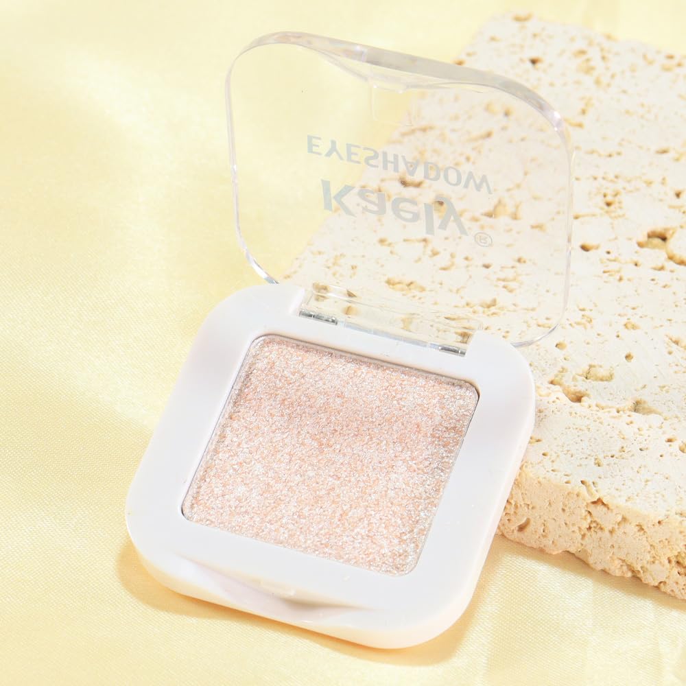 Glittler Single Eye Shadow Palette Makeup, Sheer White Sparkle Shimmer Monochrome Eyeshadow For Old Women, Pigmented Waterproof Sombras Para Ojos, Vegan, Talc, Paraben & Cruelty Free, 02-BrightBean Baby