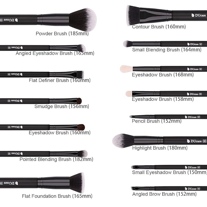 DUcare Makeup Brushes 15Pcs Premium Synthetic Kabuki Makeup Brush Set, Professional Foundation Concealers Powder Blush Blending Face Eye Shadows Black Brush Sets-BrightBean Baby