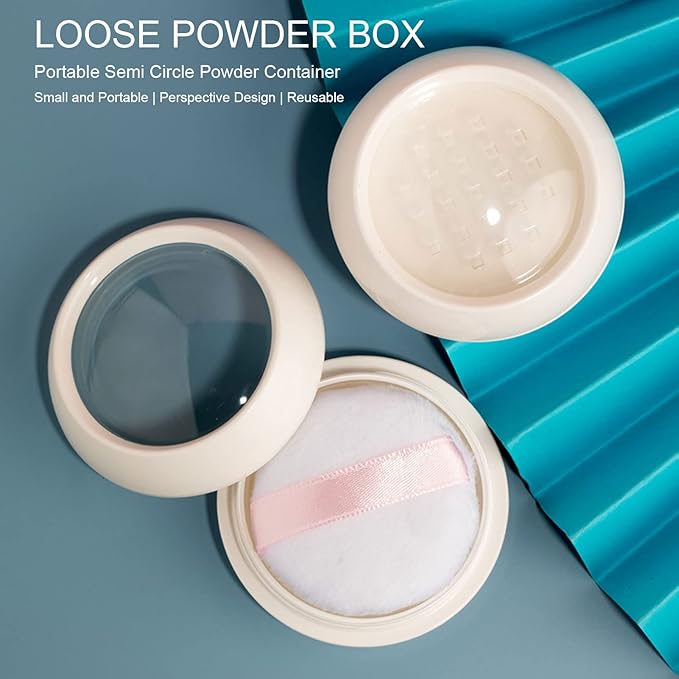 Dioche Loose Powder Container with Puff Sifter Lids, Plastic Refillable Empty Loose Powder Puff Case Face Powder Blusher Makeup Cosmetic Jars Containers for Travel Daily Use-BrightBean Baby