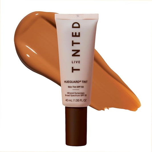 Live Tinted Hueguard Skin Tint SPF 50 - Tinted Mineral Sunscreen with Light-Medium Buildable Coverage With a Hydrating and Radiant Finish - Water and Sweat Resistant, 1.35 fl oz - Shade 05-BrightBean Baby