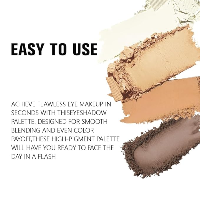 Powder Eyeshadow Quad, Light Medium Beige Brown Matte Eye Shadow Palette Makeup, Neutral Vegan Shimmer Quads Eye Shadow Palette for Older Women Pigmented Waterproof, paleta de sombras de ojos-BrightBean Baby