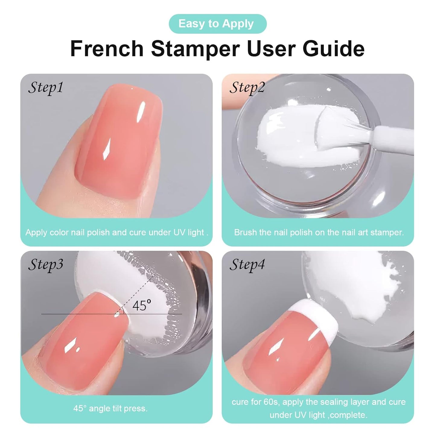 X&D Nail Art Stamper Clear Jelly Nail Art Stamping Transparent Silicone Rubber Nail Polish Stamper with Acrylic Scraper, Spare head Kit for French Tips and Transfer Images-BrightBean Baby