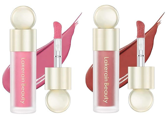 2 Colors Liquid Blush,Soft Cream Face Blush, Dewy Cheek Tint, Long Lasting Natural Matte Finish Looking,Moisturizing Lightweight Blendable Feel (02-HAPPY / 04 - LOVE)-BrightBean Baby