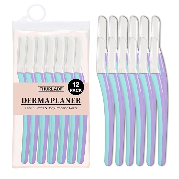 Face Razors for Women, Dermaplane Razor for Women Face, Eyebrow Razor, Dermaplaning Tool, Skin Safe Microblades, Peach Fuzz Remover, Skin Care Tool, Travel Essentials, (12ct, Wisteria)-BrightBean Baby