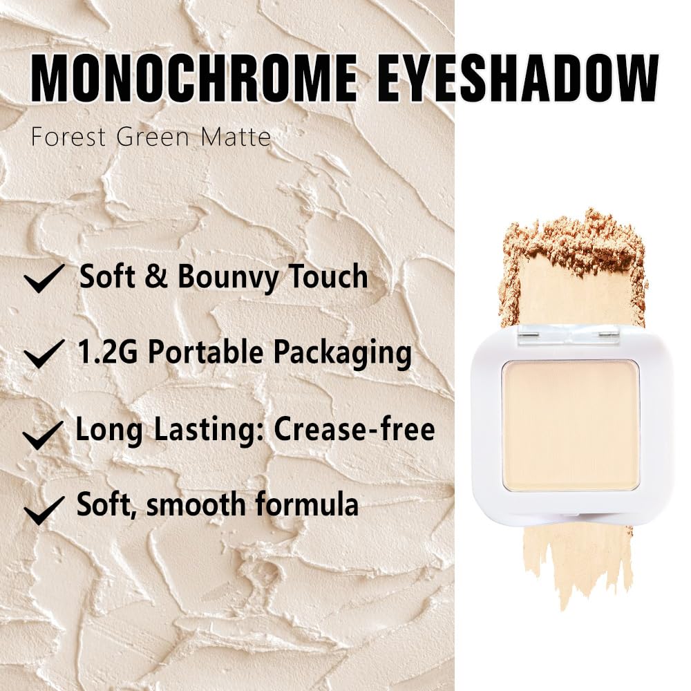 Buildable Matte Eyeshadow Makeup Palette Single - French Vanilla Shades | Creamy Pressed Powder for Easy Blending | Mini Travel Palette for Women | Everyday Natural Eye Makeup-BrightBean Baby