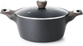 SENSARTE Nonstick Stock Pot with Lid, 2.6/4.5/6.6/8.5 QT Soup Pot Casserole Pot, Healthy Pasta Pot, Large Deep Cooking Pot, Big Sauce Pot Stew Pot, Induction Compatible, PFOA PFOS APEO Free, Black