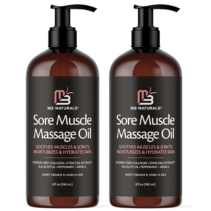 Arnica Sore Muscle Massage Oil for Massage Therapy - with Collagen Stem Cells Arnica and Menthol - Multipurpose Instant Absorption Full Body Massage Oil by M3 Naturals (Pack of 2)-BrightBean Baby