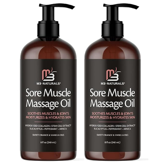 Arnica Sore Muscle Massage Oil for Massage Therapy - with Collagen Stem Cells Arnica and Menthol - Multipurpose Instant Absorption Full Body Massage Oil by M3 Naturals (Pack of 2)-BrightBean Baby
