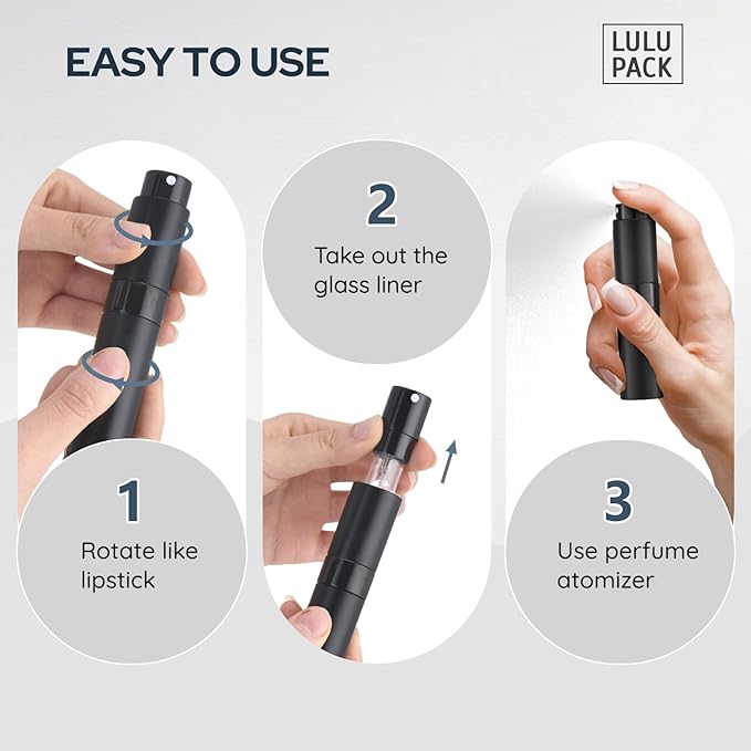Travel Perfume Bottle Refillable - Cologne Spray Atomizer Mini - Small Travel Size Sprayer Empty for Refill Sample Container - Portable Fragrance Decant Dispenser for Men Women 8ml 4PCS Black-BrightBean Baby