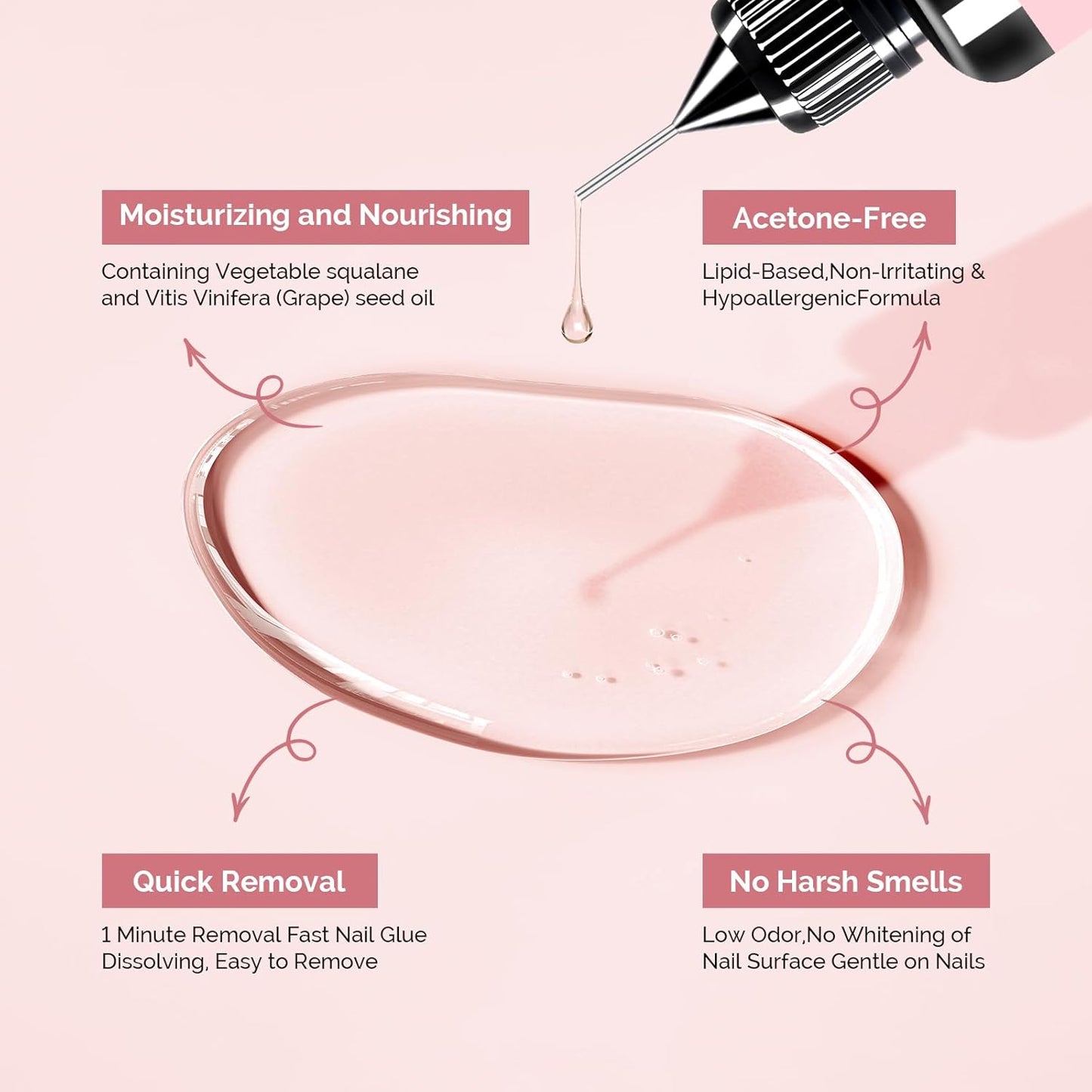 MelodySusie 30ML Nail Glue Remover for Press on Acetone Free Nail Polish Remover Multi-Functional Remover for Nails Tips Gentle Glue Remover for Gel x Nails for Home Salon-BrightBean Baby