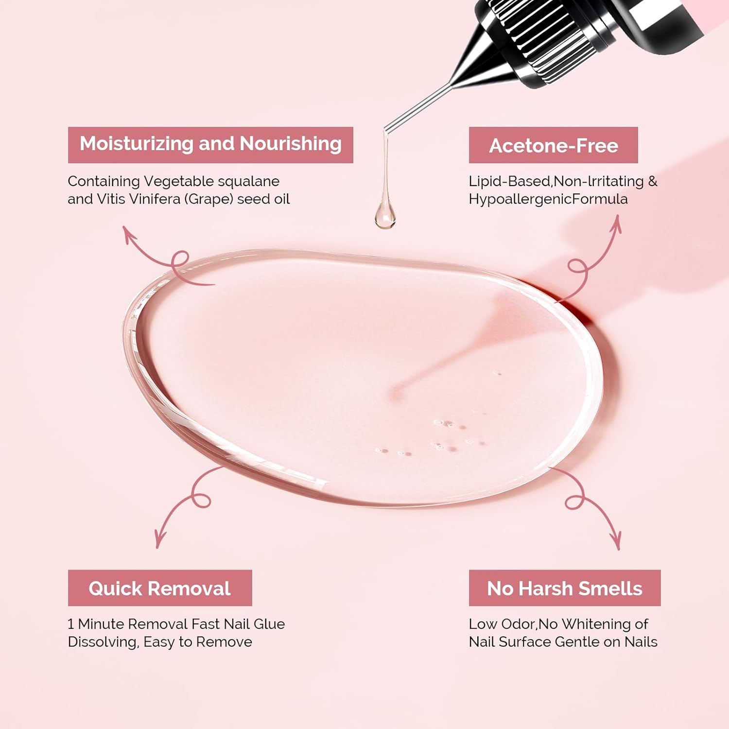 MelodySusie 30ML Nail Glue Remover for Press on Acetone Free Nail Polish Remover Multi-Functional Remover for Nails Tips Gentle Glue Remover for Gel x Nails for Home Salon-BrightBean Baby