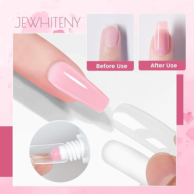 JEWHITENY Poly Extension Gel Nail Set Clear White Pink Poly Nail Gel With Base Coat Top Coat for Finger Art and Home DIY French Manicure Need U V Lamp Curing-BrightBean Baby