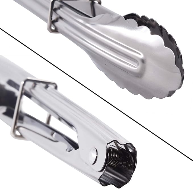 Small Stainless Steel Serving Tongs 7-Inch Salad Tongs, Set of 3 (Silver)