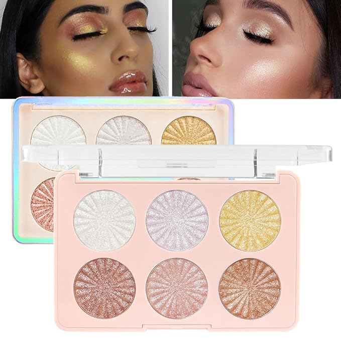 6 Colors Face Highlighter Makeup Palette iluminadores de maquillaje profesional luminizers Cheek Diamond Shimmer Stick Glitter Bronzer and Highlighter Palette makeup illuminators highlighters for face-BrightBean Baby
