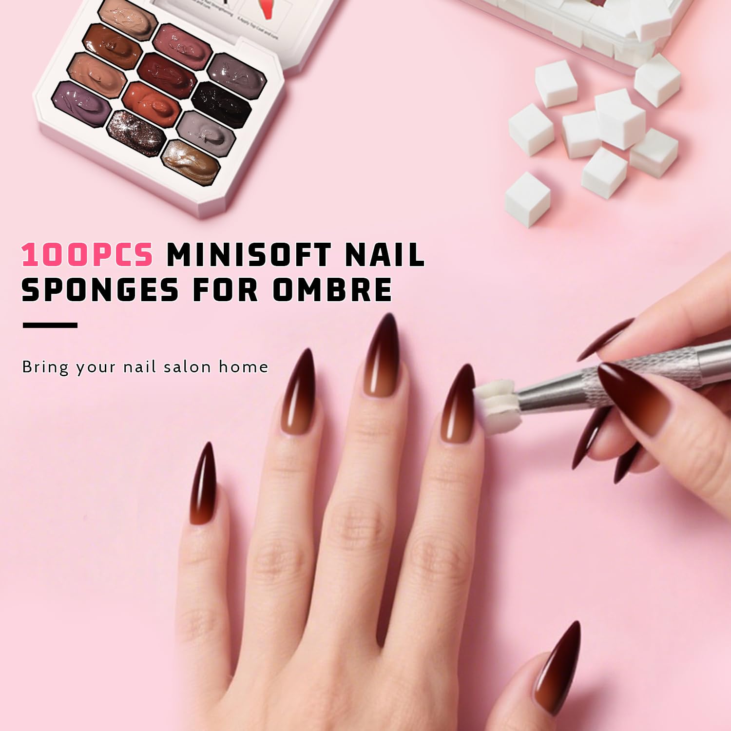 Sponge Pat Paint Nail Gel, Ombre Nails Gradient Gel Nail Blush Blooming Aura Nails Drawing Stripper Floral Painting DIY Nail Art, No Wipe, UV/LED Curing (12 Colors J)-BrightBean Baby