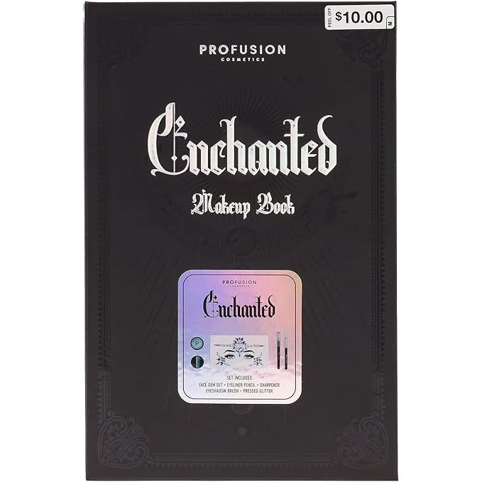 Profusion Cosmetics 5-pc Makeup Look Book, Long Lasting Eye Makeup for Women Eye Brightening Pressed Glitter with Eyeshadow Brush and Black Eyeliner, Easy To Clean and Convenient Makeup Sharpener-BrightBean Baby