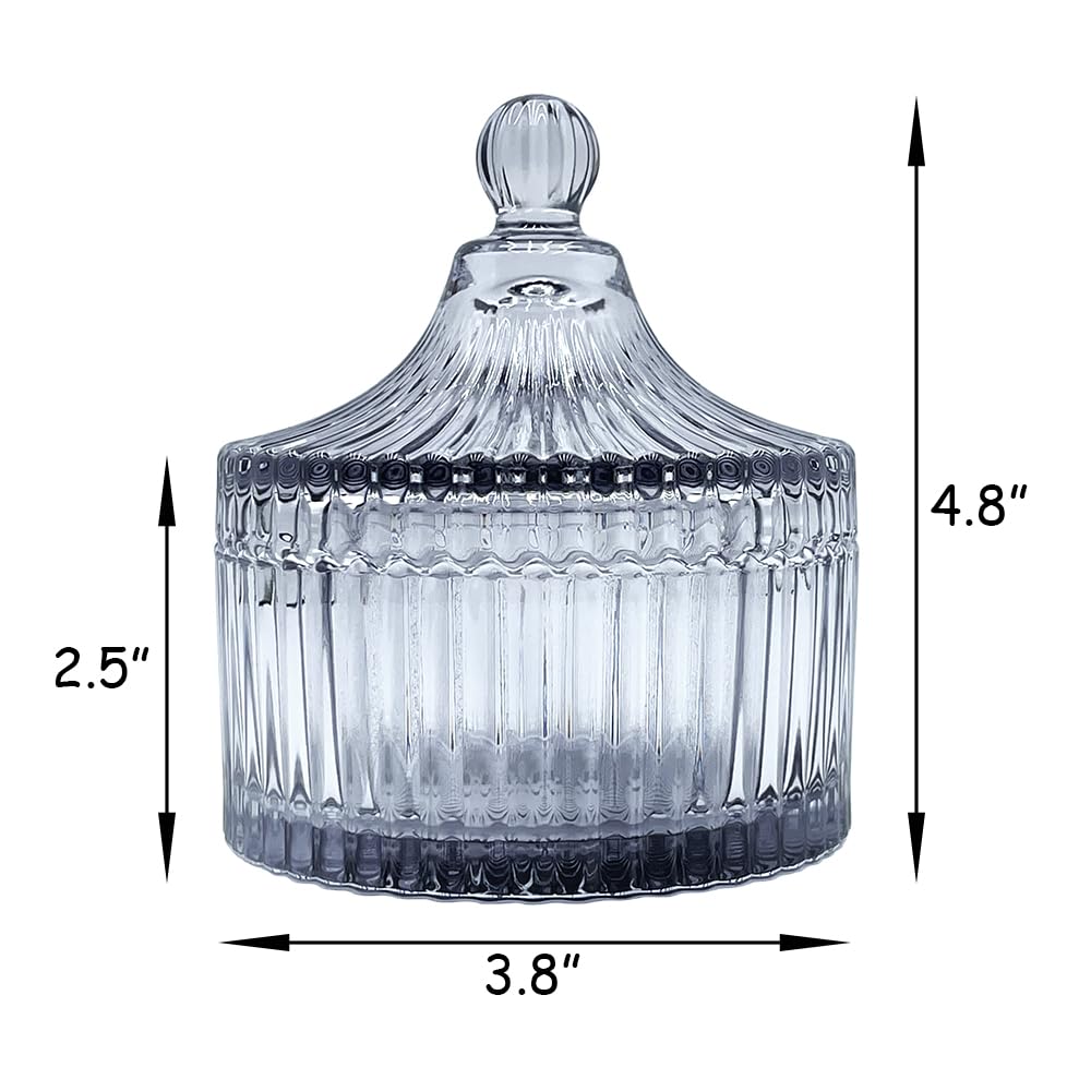 Ultra Soft Powder Puff and Container 3.3" High Density Velvet Dusting Washable Reusable Powder Puff,Body Powder Puff and Glass Jar Holder Loose Powder Box with Puff for Face Makeup(Gray)-BrightBean Baby