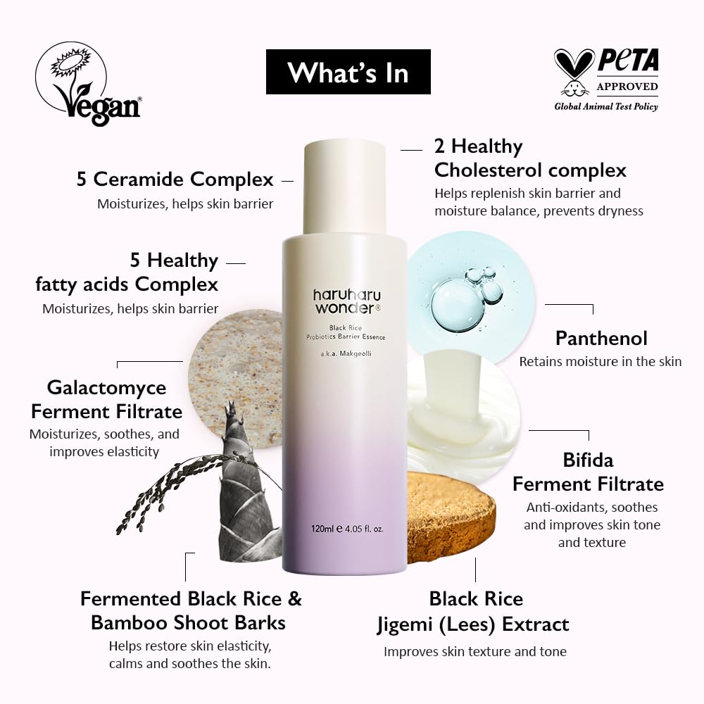 haruharu Wonder Black Rice Probiotics Barrier Essence & Black Rice Hyaluronic Toner for Sensitive Skin Set-BrightBean Baby