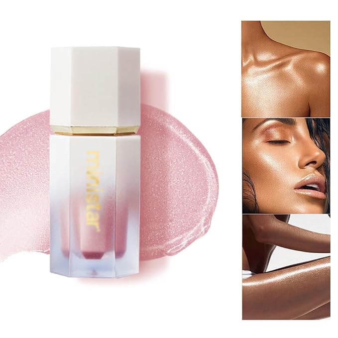 Liquid Highlighter Makeup, Long Lasting Liquid Luminizer for Glowing Skin Waterproof Smooth Glitter Highlight Face Illuminator Cream Contour Stick Body Shimmer Liquid Bronzer(#03 ROSE GOLD)-BrightBean Baby