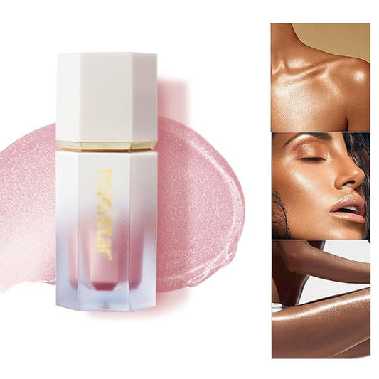 Liquid Highlighter Makeup, Long Lasting Liquid Luminizer for Glowing Skin Waterproof Smooth Glitter Highlight Face Illuminator Cream Contour Stick Body Shimmer Liquid Bronzer(#03 ROSE GOLD)-BrightBean Baby