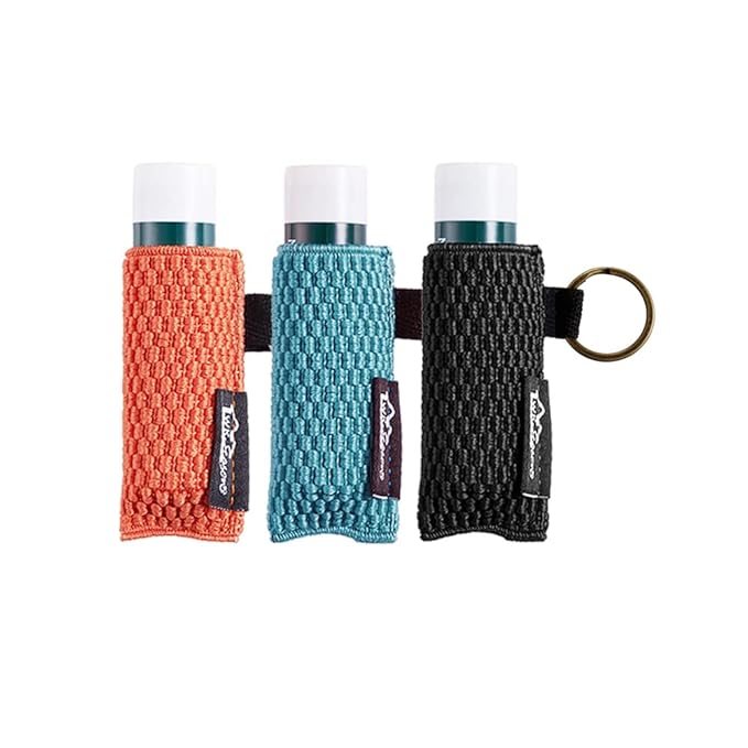 WK IEASON Lip Balm Sleeves Holder Keychain 3pcs Clip on Chapstick Lipstick Sleeves Keychain Holder Pouch Tight-Knit Elastic Lipstick Sleeves Key Ring(Black/Jade/Orange)-BrightBean Baby