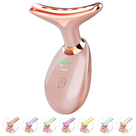 Light Based Face-Neck-Massager - 7 Color Portable Facial Massager for Skin Care, Rose Gold-BrightBean Baby