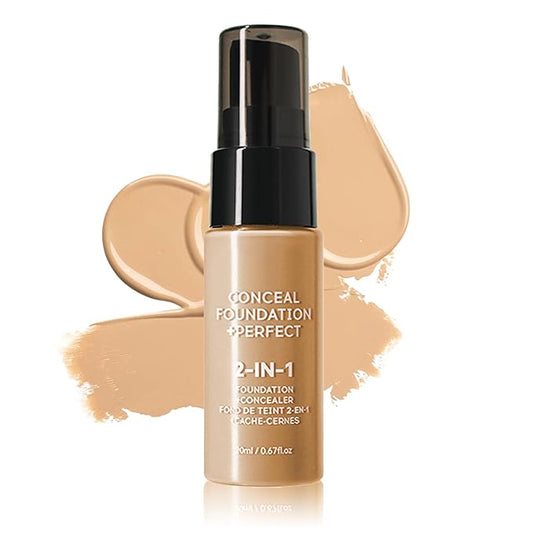 Concealer Full Coverage Foundation for Mature Skin,Oil Control Matte 2 in 1 Concealer liquid Foundation Makeup Waterproof Base De Maquillaje Alta Cobertura-02 Natural-BrightBean Baby