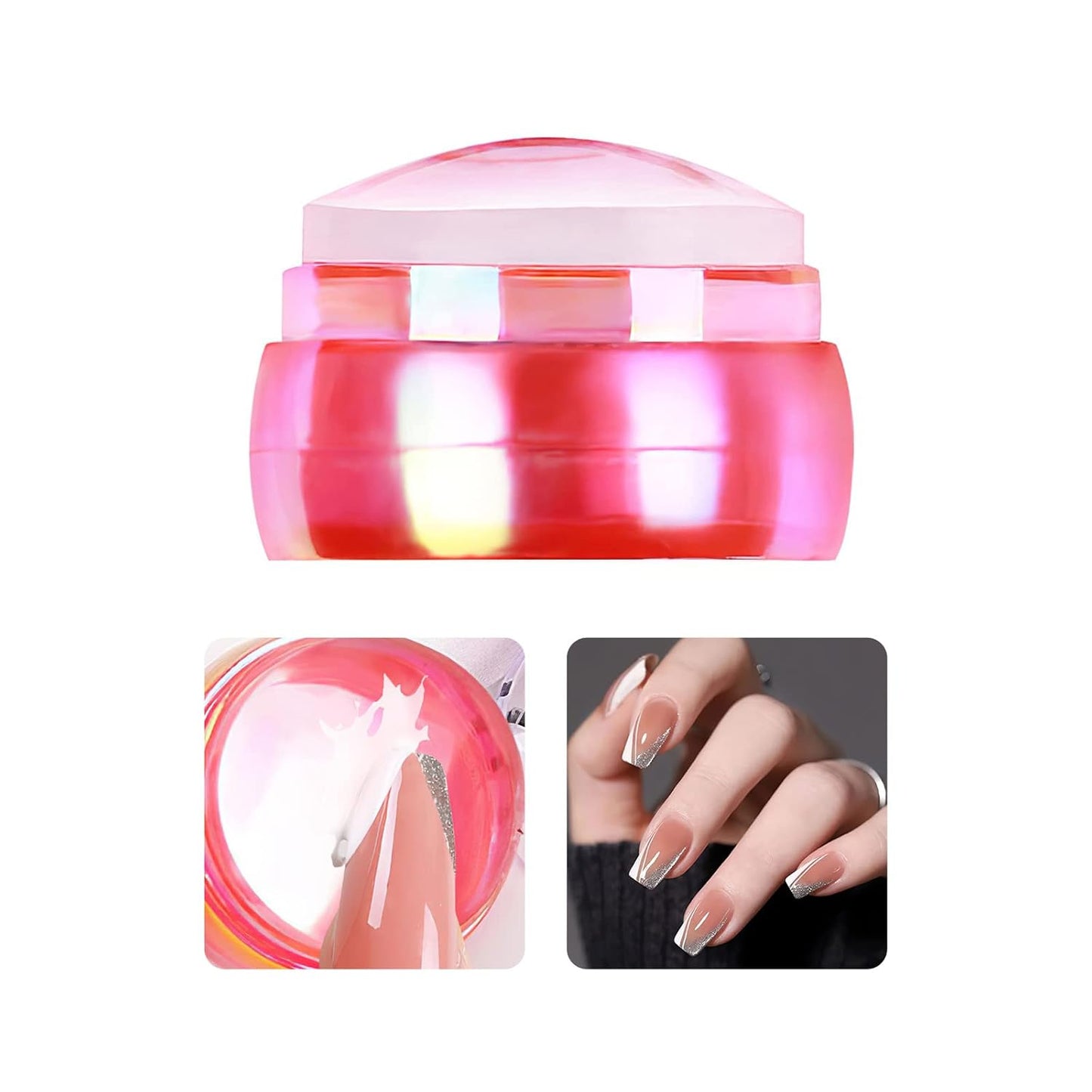 Nail Art Stamper Clear Silicone Nails Stamping Jelly with Scraper Transparent Visible Body DIY Manicure Nail Art Tool For DIY Nail Decor French Nail Manicure-BrightBean Baby