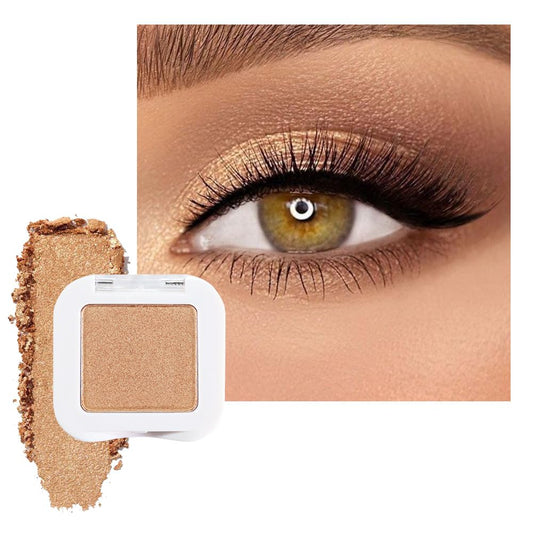 Glitter Single Eye Shadow Palette Makeup, Golden Sparkle Shimmer Monochrome Eyeshadow For Old Women, Mini Pressed Pigmented Waterproof Sombras Para Ojos,Vegan, Talc, Paraben&Cruelty Free, 06-BrightBean Baby