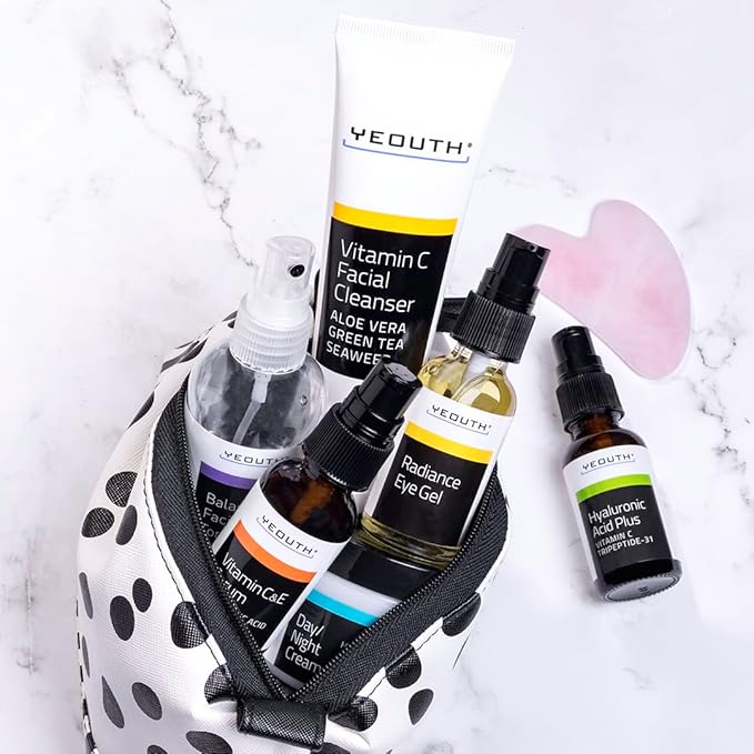 YEOUTH Skin Care Set: Hyaluronic Acid Serum, Vitamin C Serum, Face Cleanser, Toner, Under Eye Gel, Face Cream, 6-Piece Skincare Kit For Women & Men-BrightBean Baby