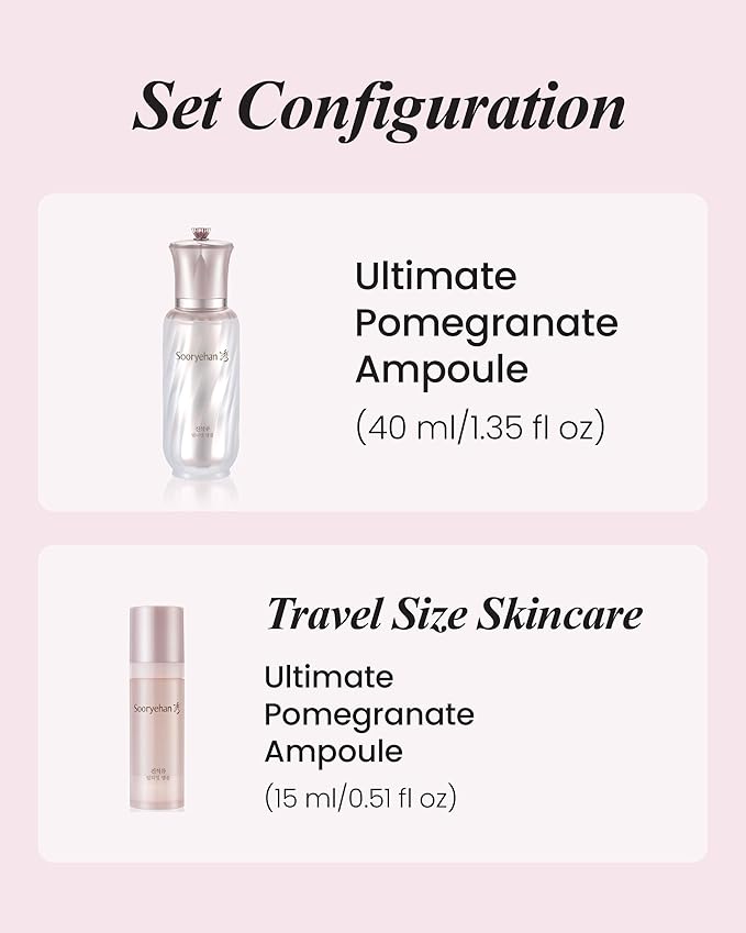 Sooryehan Ultimate Pomegranate (Ampoule Set, 1.9fl oz) - Skin Elasticity, Reduced Wrinkles & Skin Tone Improvement, Elastin, Vitamin C, Adenosine & Niacinamide-BrightBean Baby