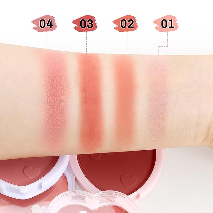 Boobeen Powder Blush Matte Pressed Blush Palette, Highly Pigmented Cream Pink Blusher for Cheeks, Blusher Compact Powder Makeup Lightweight Easily Blends, Single Color Rouge Powder-BrightBean Baby