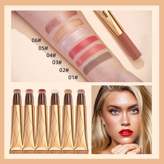 3 Color Contour Beauty Wand, Highlighter ，Blush，Face Concealer Contouring With Cushion Applicator Long Lasting & Smooth Matte Finish Liquid Illuminator Makeup Stick .01 Contour+03 Cherry Red+04 Pear White-BrightBean Baby